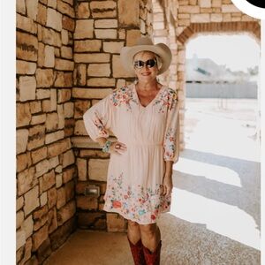 Savanna Jane Pink Embroidered Western Style Dress